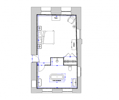 Hauptschlafzimmer und ensuite Design DWG-Layout