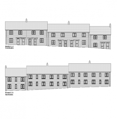 Terrace houses elevations DWG drawing
