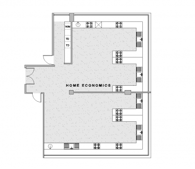 Diseño de aula de economía doméstica Disposición de CAD DWG
