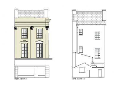 Victorian terrace house elevation DWG drawing