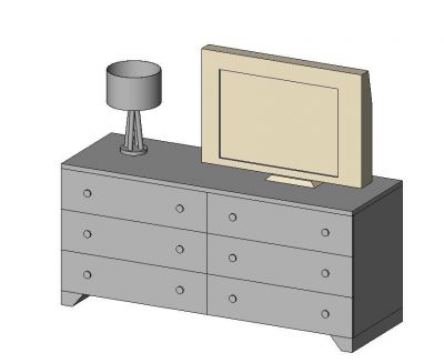 Dresser with lamp and TV Revit Family