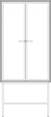 1712mm Height Steel Frame with Glass Door Cabinet Front Elevation dwg Drawing