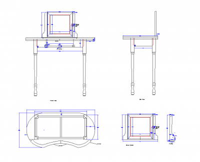 Dressing table and mirror design DWG