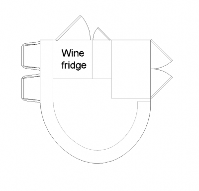 Îlot de cuisine avec réfrigérateur à vin bloc DWG