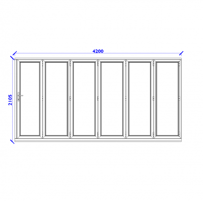 6 panel Bi-Fold doors dwg 