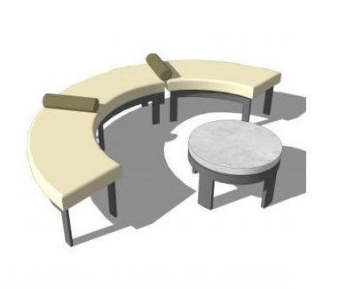 Curved Bench with Seating Revit model