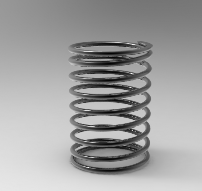 Autodesk Inventor ipt file 3D CAD Model of Helical Spring with 60% compression , D3	L10	d0.25	Comp-length=2.3	6	F max=1.8{0.18}