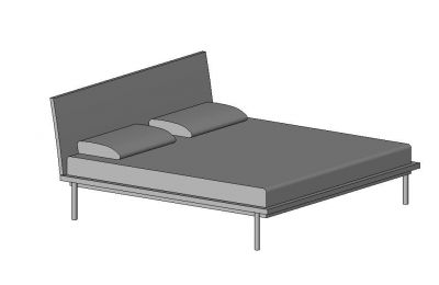 Bed with Wooden Back Revit Family 