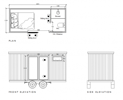 Container with bedroom and bathroom dwg