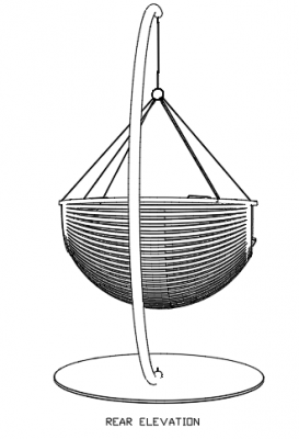 1810mm Height Swing Rattan Made Rear Elevation dwg Drawing