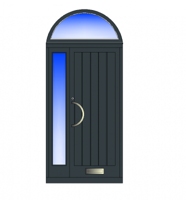 Puerta de material compuesto con luz superior y panel lateral dwg.