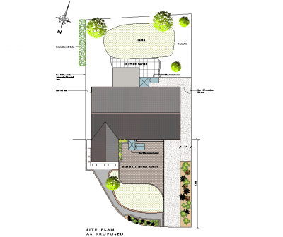 Plan d'aménagement paysager bungalow dwg
