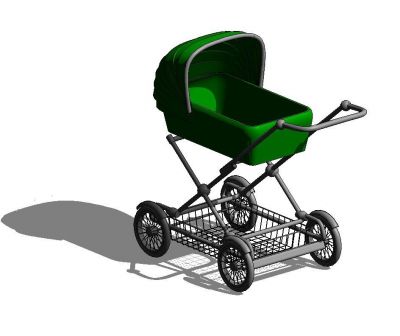 modelo verde del cochecito de niño de Revit