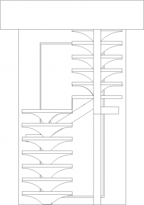 1902mm Height Steel Beam Support Stairs with Wood Threads Front Elevation dwg Drawing