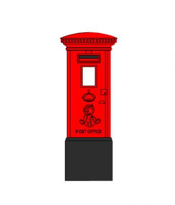 Red pillar post box AutoCAD download