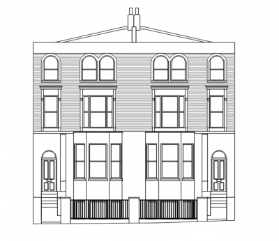 London townhouse elevation AutoCAD download 
