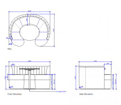 Curved banquette seating and table AutoCAD download dwg