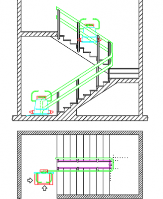 Stairs with electric chair dwg