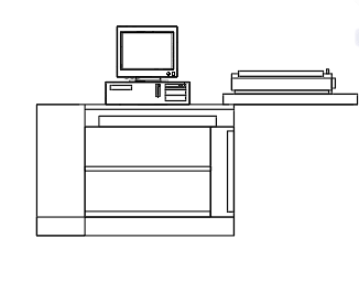 Furniture Office- desk-pc elevation dwg