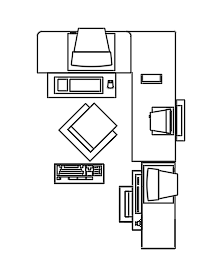 Furniture Office- desk-pc plan dwg