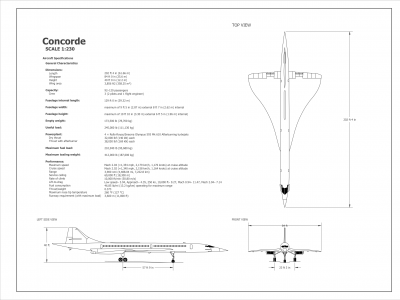 2D Concorde Aircraft (Scale 1:230)