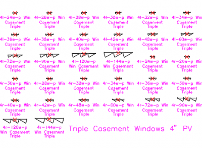 TRIPLE CASEMENT WINDOWS 4'' PV dwg