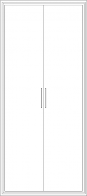 2000mm Height Tall Unit Closet with Double Door Front Elevation dwg Drawing