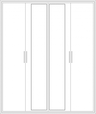 2000mm Height Tall Unit Closet with Double Sliding Door Front Elevation dwg Drawing
