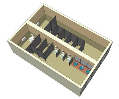 公厕设计的2D和3D模型
