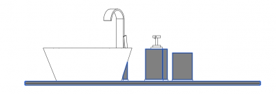 wash basin with a simple look 2d model .dwg format