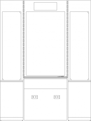 2101mm Height Alcove Shelves with Mirror Front Elevation dwg Drawing