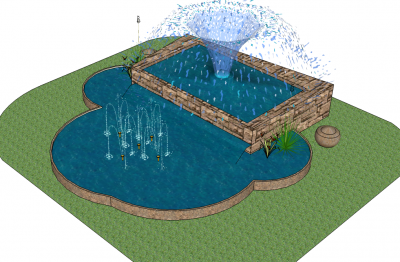 Landscape Water Feature sketchup block 