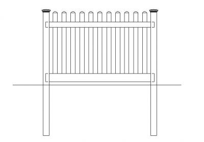 Fence_1200 H New England Wide Picket Elevation