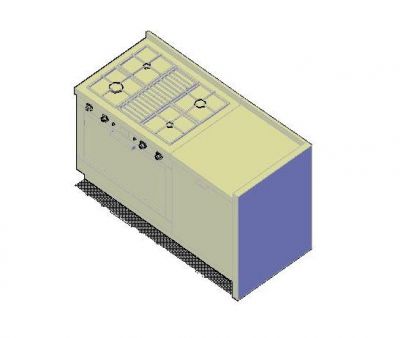 Oven Range and Cupboard 3D dwg 