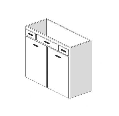 Base cabinet - double door Revit model