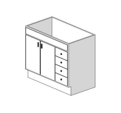 Base cabinet - double door / 4 drawer Revit block 