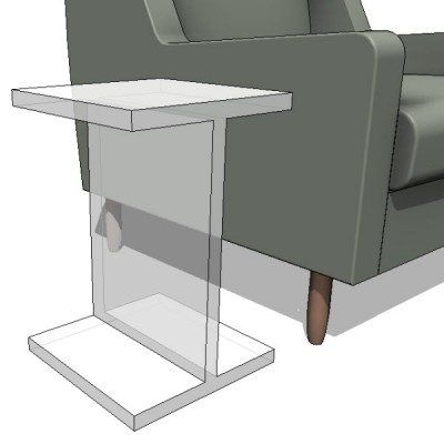 Acrylic I-Beam table 3D revit model