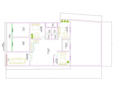Download this residential house plan of dimension 45'x96' available in Autocad version 2017.