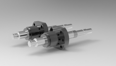 Solid-works 3D CAD Model of Rolled Ball Screw with Standard Nut, D=15	Lead=20	L=200-1200