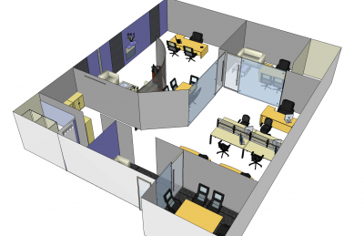Diseño de oficinas modelo de SketchUp