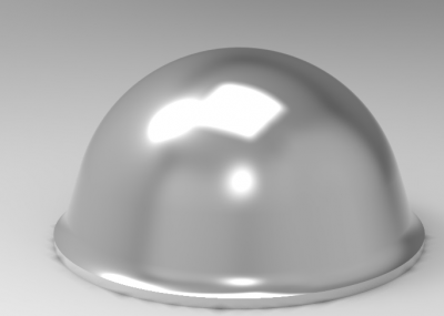 Solid-works 3D CAD Model of Circular-Hemisphere Protective Products, Height=3,5 mm	Width=15 mm	Length=6,0 mm