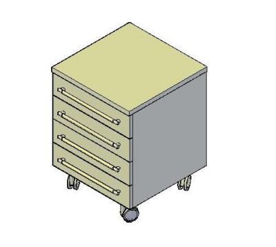 Bedside Drawer Unit 3D CAD dwg 