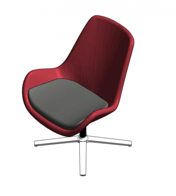 silla de oficina de color rojo modelo de Revit