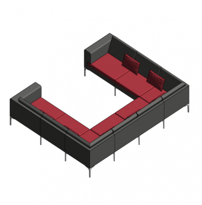 Sofa Horseshoe shape Revit model 