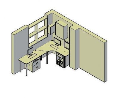 Work Station Design Layout 3d dwg