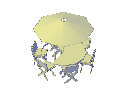ガーデンテーブルと椅子3D dwg