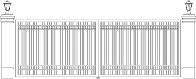 2806mm Height Metal Fence with Concrete Post Front Elevation dwg Drawing