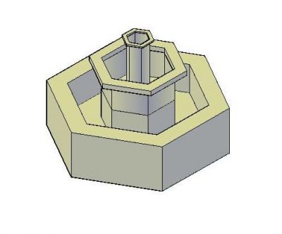 Hexagonal-Wasser-Brunnen 3D dwg Modell