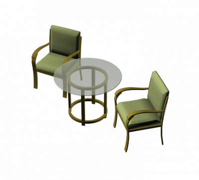 Coffee table and chairs 3DS Max model