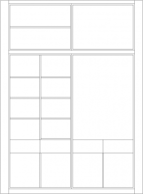 2900mm Height Closet with Drawers Front Elevation dwg Drawing